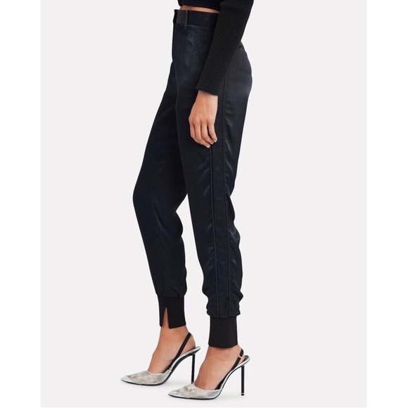 3.1 Phillip Lim High Rise Satin Jogger Pant Navy Blue Side Panel Tailored Size 2 - Picture 4 of 16